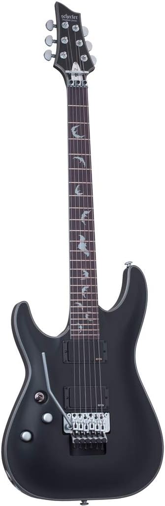 Schecter LEFTY Damien Platinum 6-FR Electric Guitar, Mahogany, Satin Black, 1184