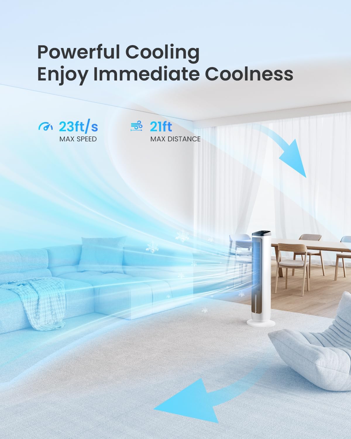 Fans That Blow Cold Air: PNTCK Tower Fans Air Cooler for Bedroom, Office, Small Room - Portable Evaporative Air Cooler with Ice Packs, 12H Timer, 3 Speeds, 4 Modes, 20FT Remote, 80° Oscillating