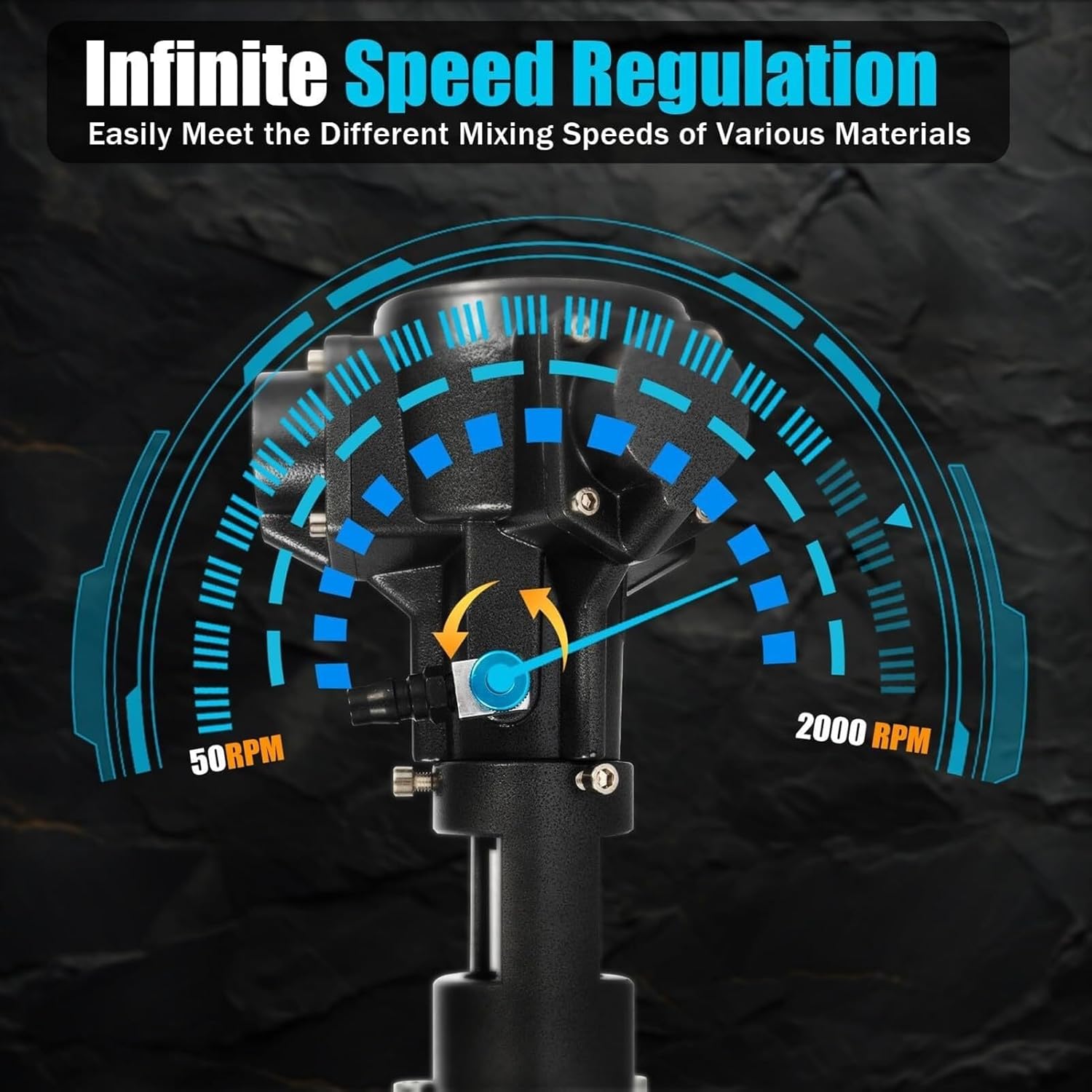 50 Gallon Pneumatic Paint Mixer, Clamp Mount Tank Barrel Drum Mixe, Pneumatic Automatic Mixer Machine, Torque 0-64N.m, Speed 2500RPM, for Ink Coating Mixing Tool