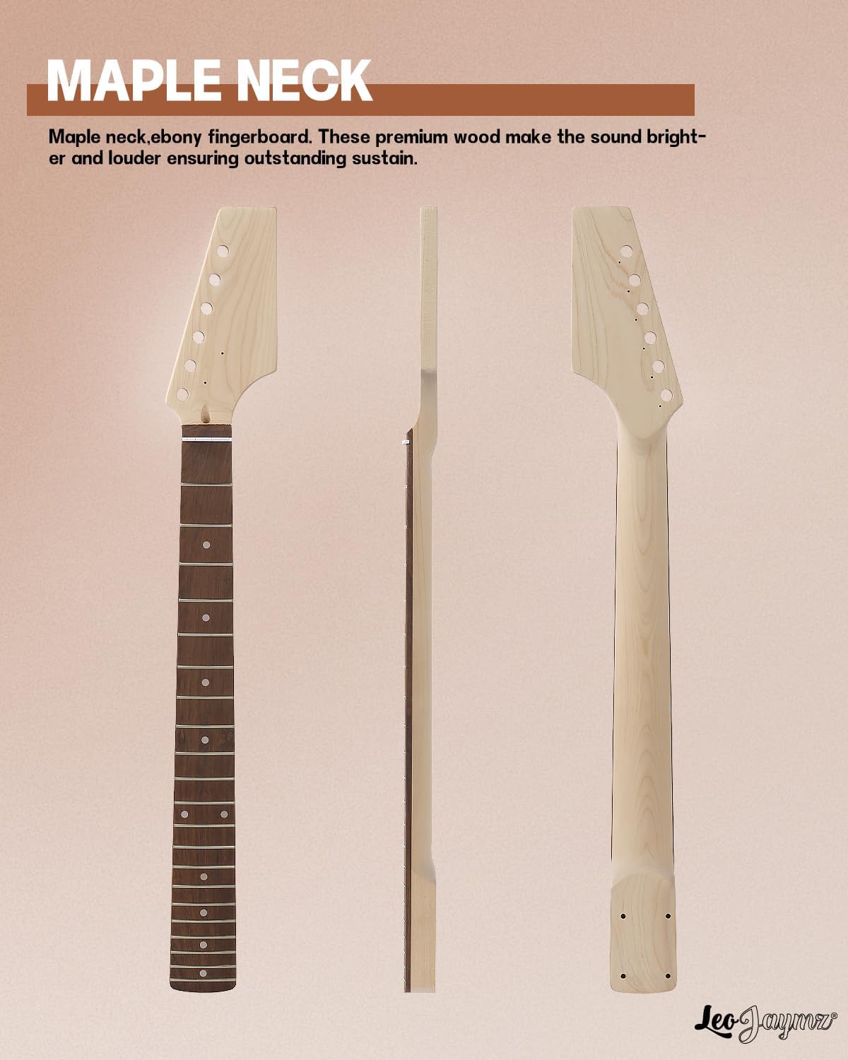 Leo Jaymz DIY ST Style Electric Guitar Kits with Paulownia Body and Maple Neck - Laurel Wood Fingerboard,Strip and All Components Included (ST Paulownia)