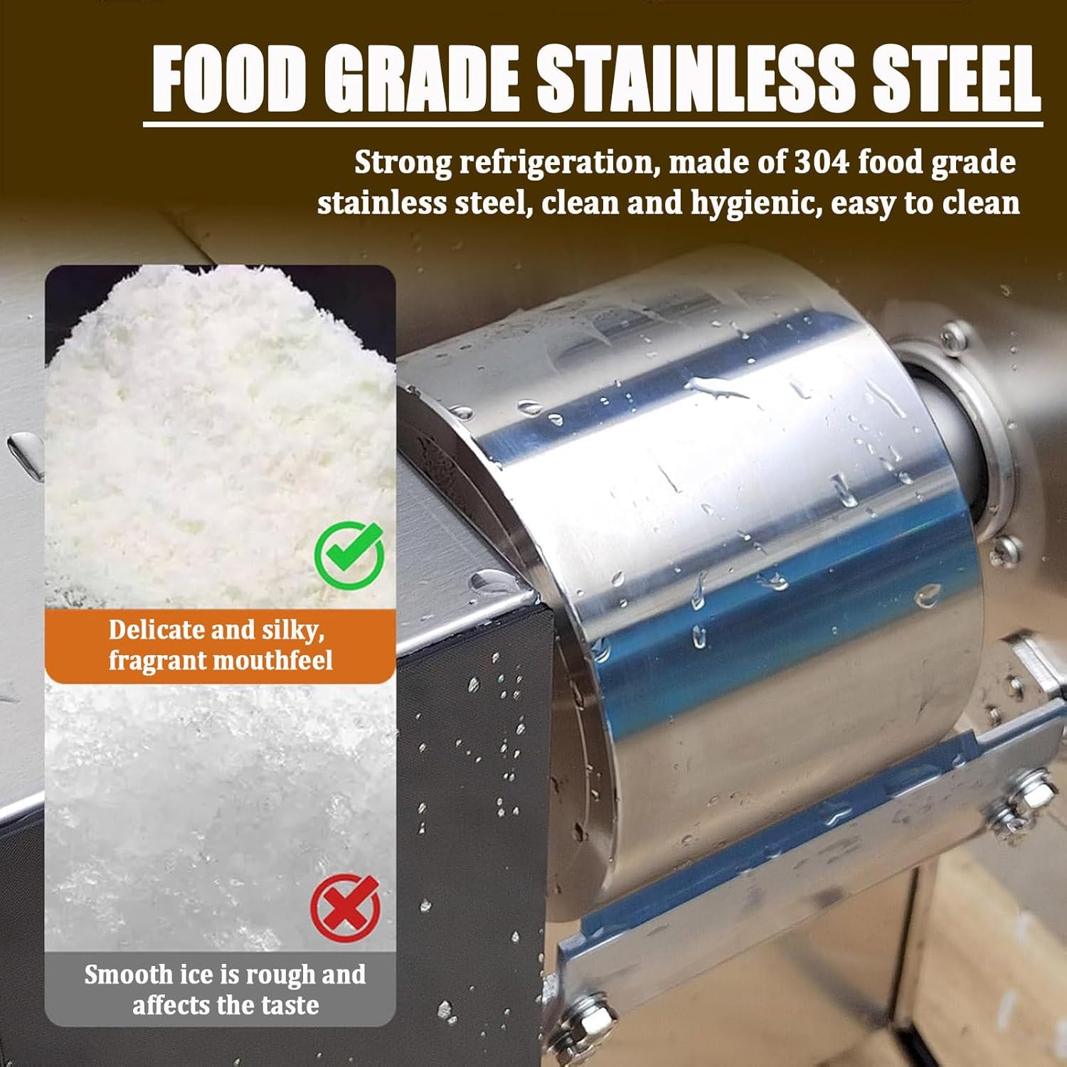 Commercial Ice Maker, Electric Flake Ice Shaving Machine, Stainless Steel Ice Crusher for Ice Cream Shop, 1200W