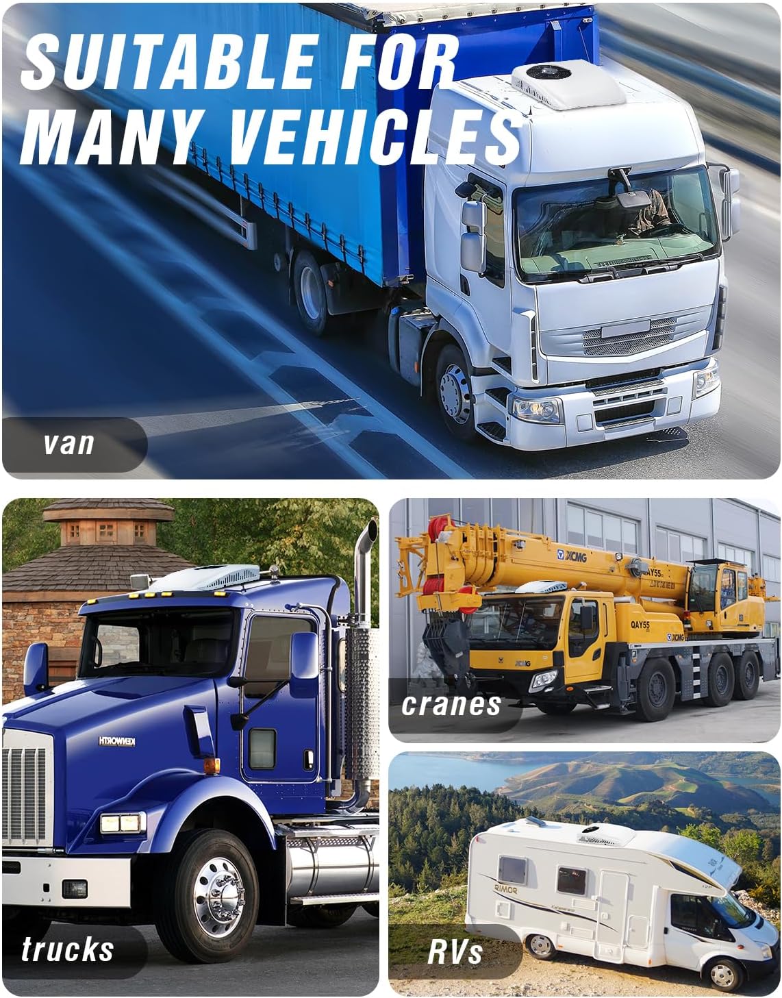 24V DC RV Roof Air Conditioner, 24 Volt Cooling and Heater Systems AC Unit Fits for RVs, Vans, Semi Truck, Cranes,Car Air Conditioner for Room up to 100 Sq. Ft