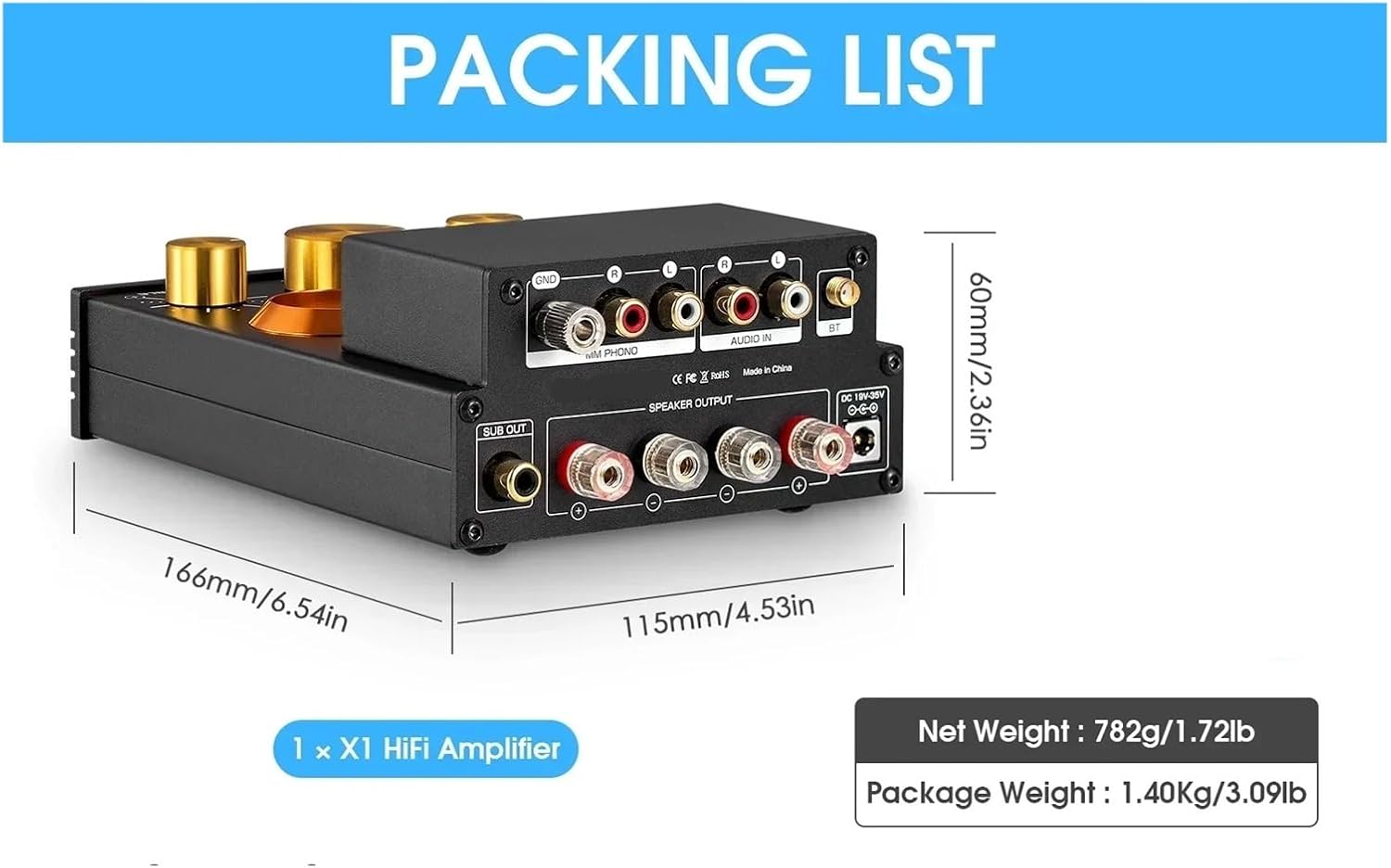 HiFi GE5654 Tube Amplifier Stereo 5.0 Receiver Amplifier MM Phono Power Amplifier for Turntable X-HD 160W+160W