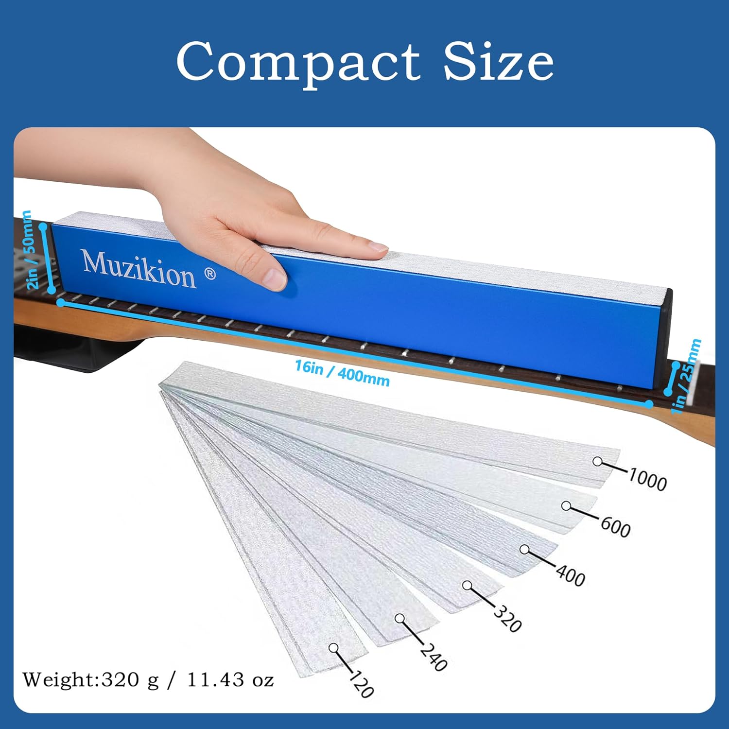 Luthier Tool Kit, Fret Leveling Kit, Pro Guitar Setup Tool Set with Guitar Neck Notched Straight Edge, 16in Fret Leveling Beam, Fret Crowning File, Fret End Dressing File, Fret Rocker