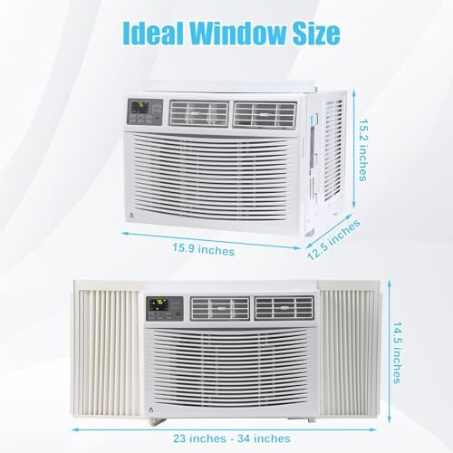 Window Air Conditioner, 12000 BTU for Rooms up to 550 Sq. Ft.- WiFi Enabled, Maintains Window View & Natural Light, 5 Modes, Ultra Quiet, Energy Savings, Easy Install, White