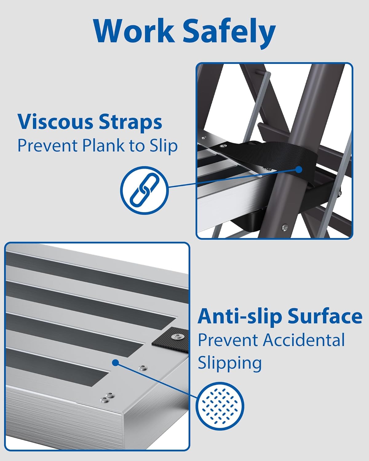 9-15 ft Telescoping Plank, Aluminum Work Plank, 440 LBS Capacity, Aluminum Scaffolding Plank with Skid-Proof Platform Scaffold Ladder Accessory