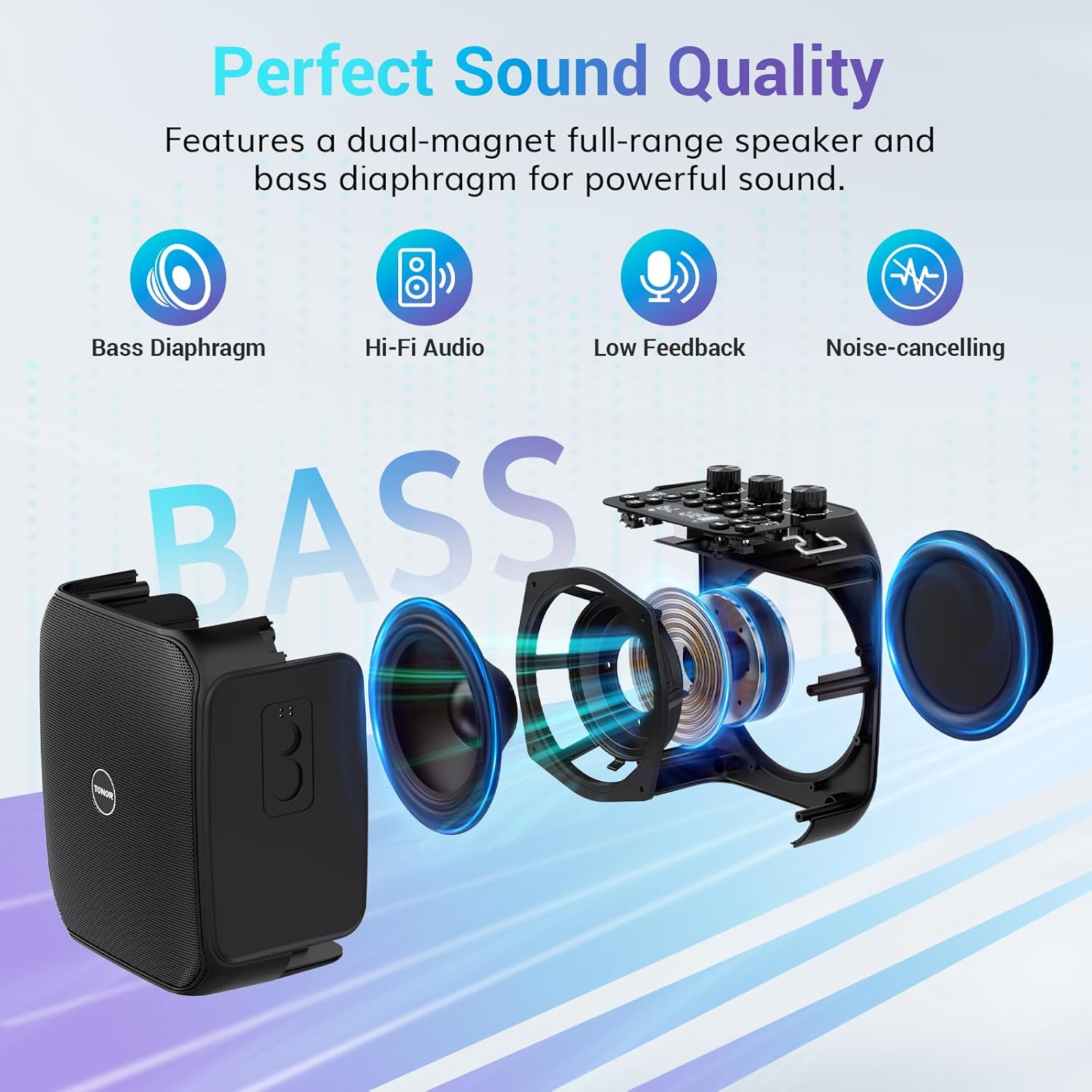 TONOR 6000mAh Rechargeable Voice Amplifier 50W, Bluetooth Personal PA System with Wireless Headset Mic & Waistband, Portable Megaphone Speaker for Classroom, Training, Teaching, Speech, Tour Guide K13