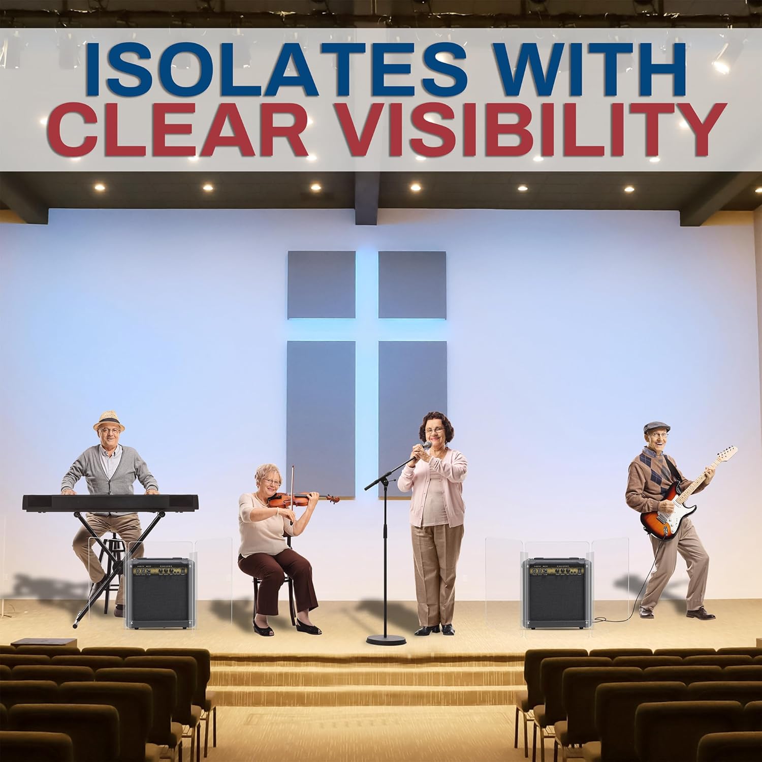 PENNZONI Amp Shield, Amp Acrylic Shield, Guitar Amp Shield, Clear Acrylic Panel Amp Shield with Plastic Hinges (3 Panels, 3ft x 6ft)