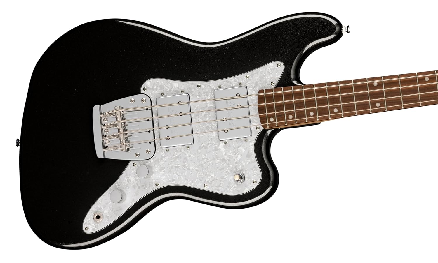 Paranormal Rascal Bass HH, Laurel Fingerboard, White Pearloid Pickguard, Metallic Black