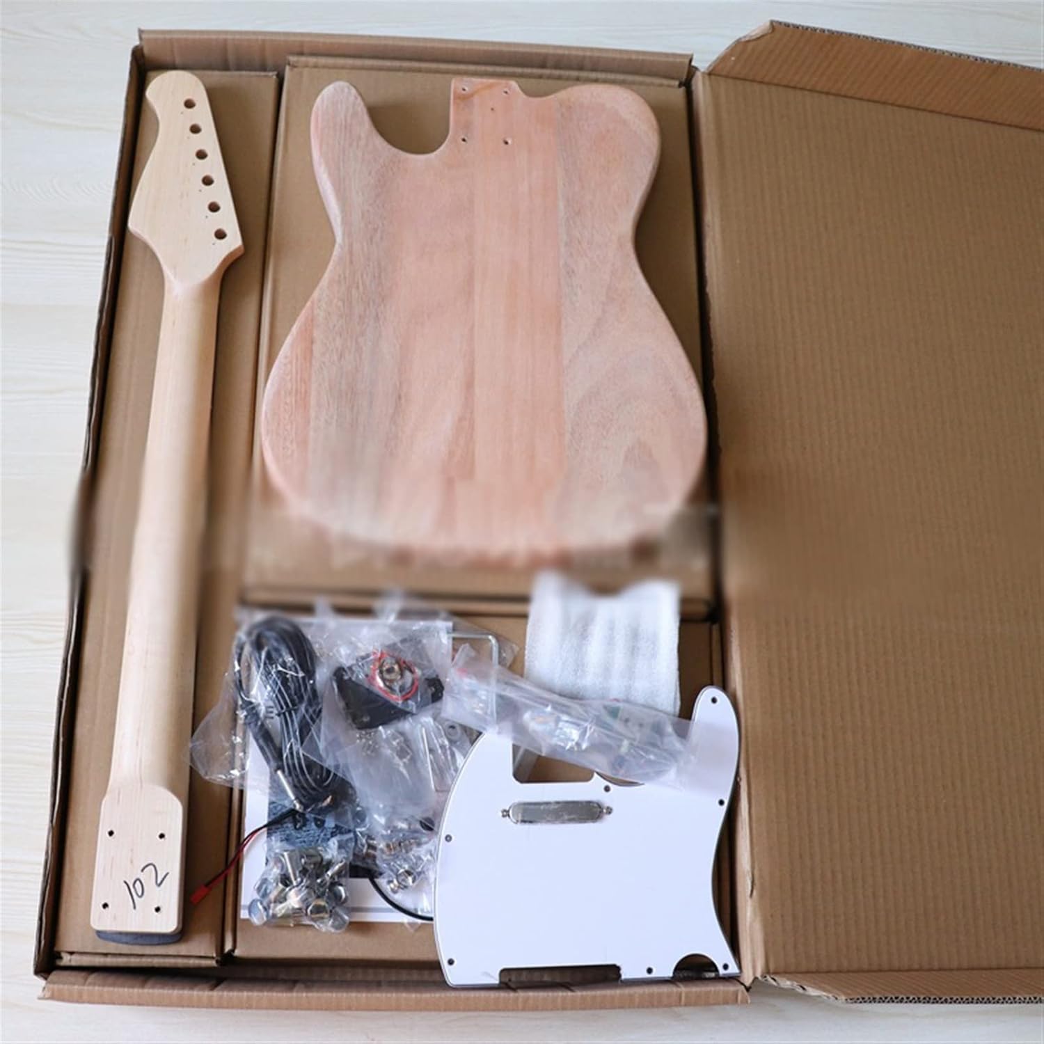 TSTS Electric Guitar DIY Semi-Finished Products Assembled Full Set of Accessories Guitar Body Maple Neck Unfinished Electric Guitar Kit (Color : 02)