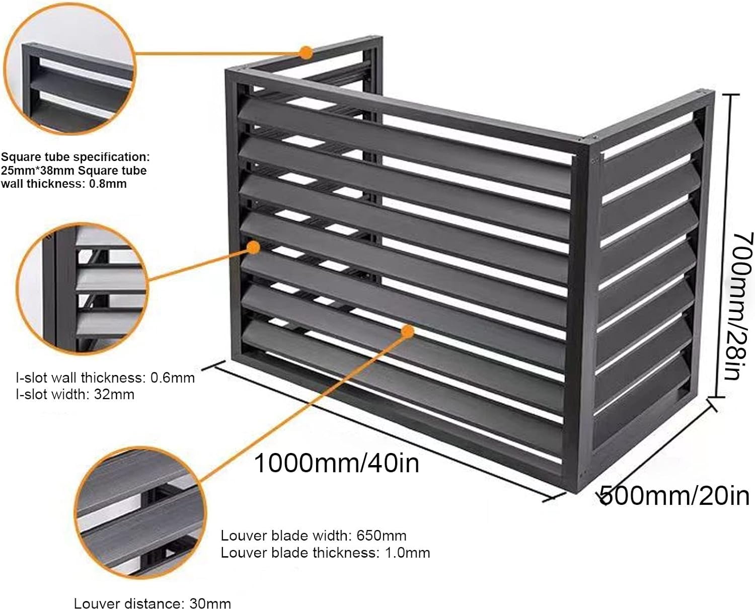 Aluminum Air Conditioner and Heat Pump Cover, Outdoor air Conditioning Protective Cover, Dustproof and Waterproof, Louver Grille dust Cover, Noise Reduction, Suitable for Indoor and Outdoor