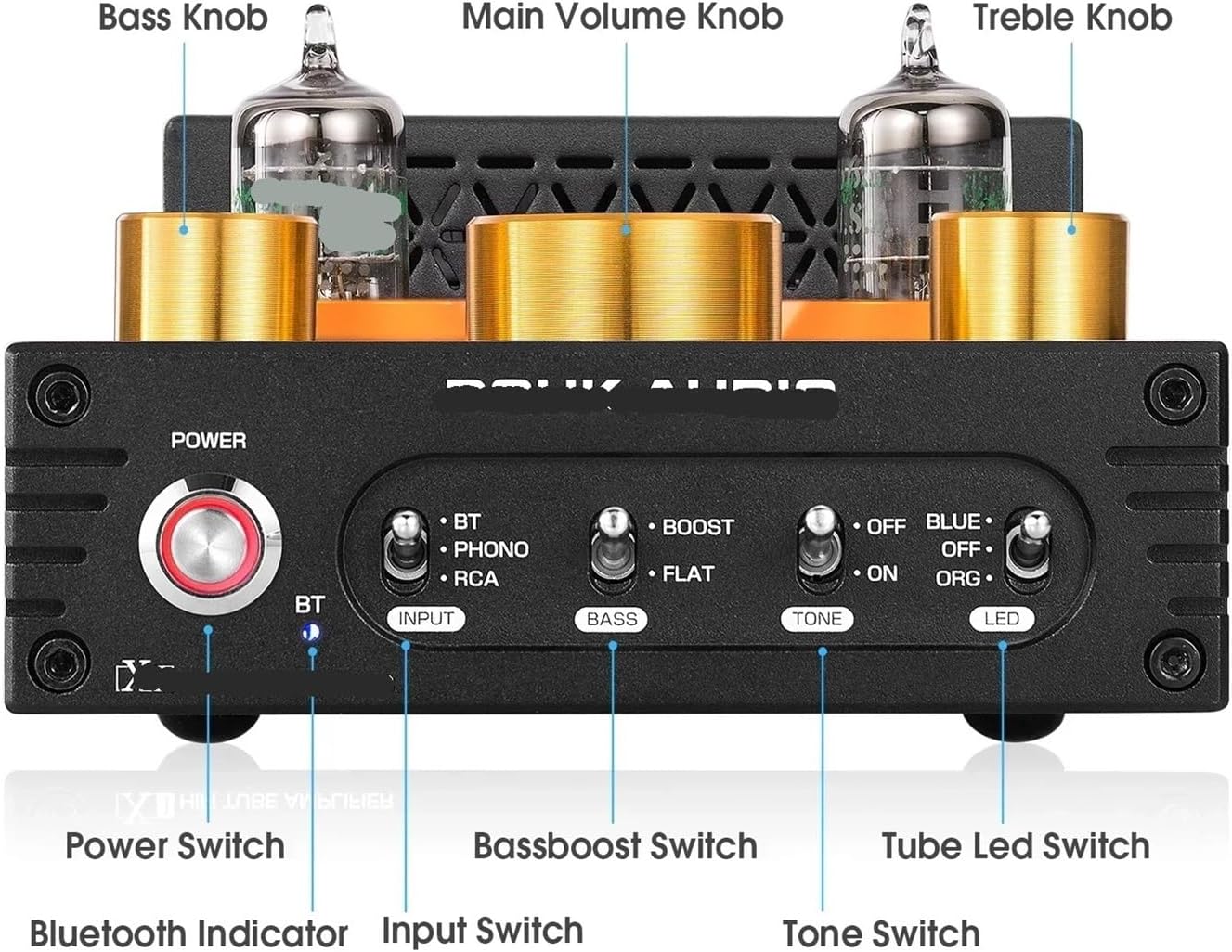 HiFi GE5654 Tube Amplifier Stereo 5.0 Receiver Amplifier MM Phono Power Amplifier for Turntable X-HD 160W+160W