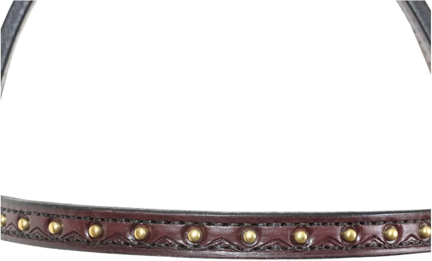 Circle Y Harper Browband Headstall | Double-Ply Western Headstall with Sierra Border Tooling, Brass Spot Accents & Brass Hardware | 35