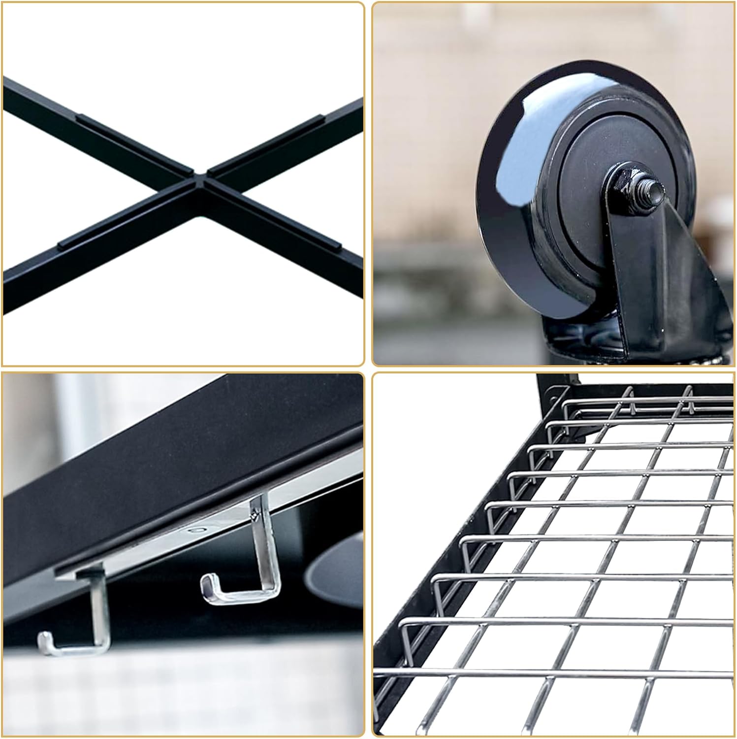 CANDANA Modular Nest Frame for Large Big Green Egg, Rolling Cart for Big Green Egg Large Table Nest Frame Kamado Joe Grill Stand with Wheel Stainless Steel Outdoor Grilling Accessory