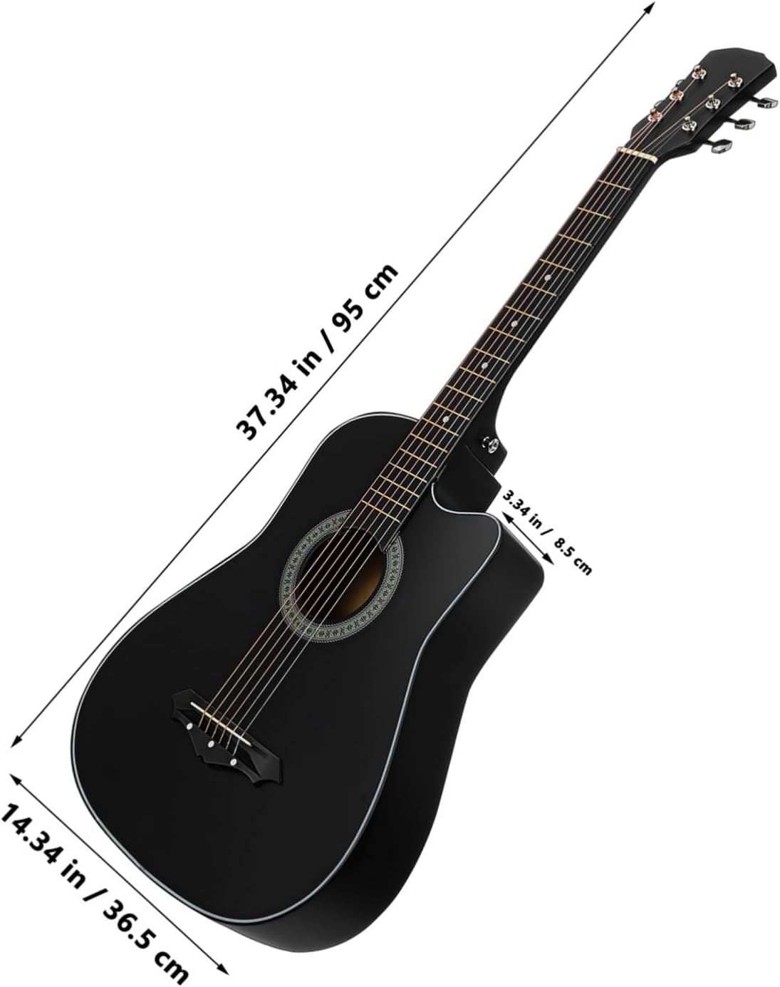 Luxshiny Beginner Acoustic Guitar Kit for Adults Teens with Cutaway Basswood Body Comfortable Ergonomic Design Tone Complete Starter Including Bag Strap Tuner Picks and Pickguard for