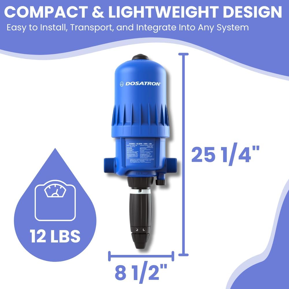 DOSATRON D40MZ2 D40MZ2VFII Water-Powered Chemical Injector Dosing Pump | 40 GPM | 0.2%-2% Dilution | 2.2-40 GPM Flow Range | 1 1/2