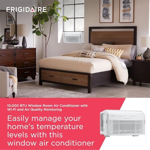 Frigidaire Gallery 10,000 BTU Smart Inverter Window Air Conditioner with Wi-Fi, Energy Star Most Efficient Certification & Indoor Air Quality Monitoring, Cools Up to 450 Sq. Ft., Ultra Quiet, White
