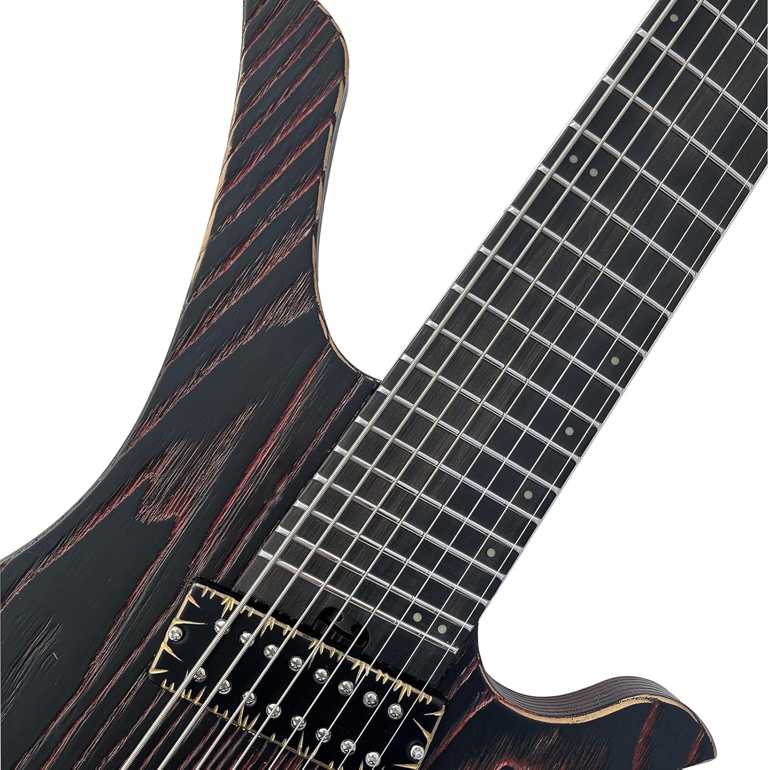 VENEKA Headless Electric Guitar 8 Strings Handmade Headless Electric Guitar with Stainless Steel Fan-Shaped Frets Ash Wood Body (Color : 02)