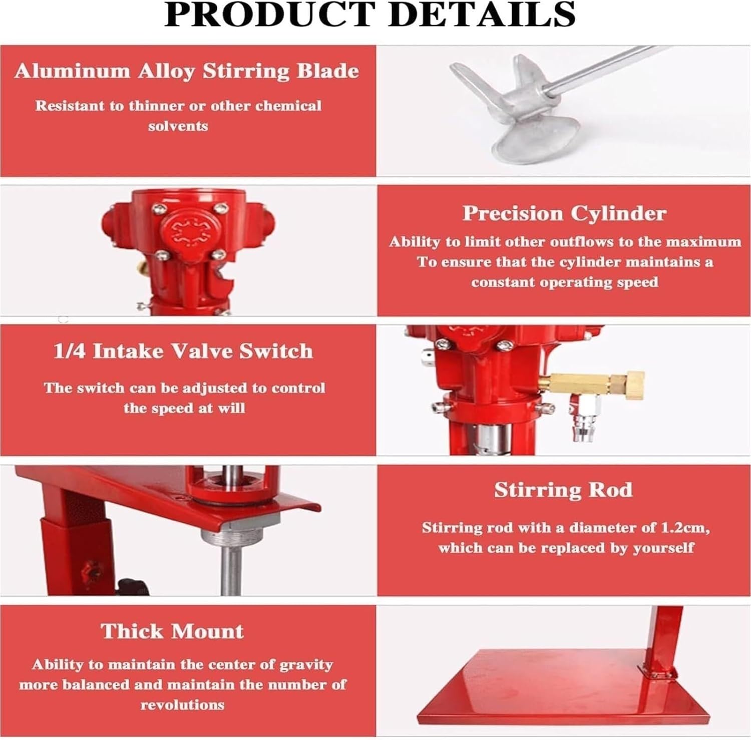 Pneumatic Paint Mixer Stirrer, Electric Handheld Cement Mixer, Paint Stirring Machine with Stand, Desktop Air Agitator for Paint Dye Mixing