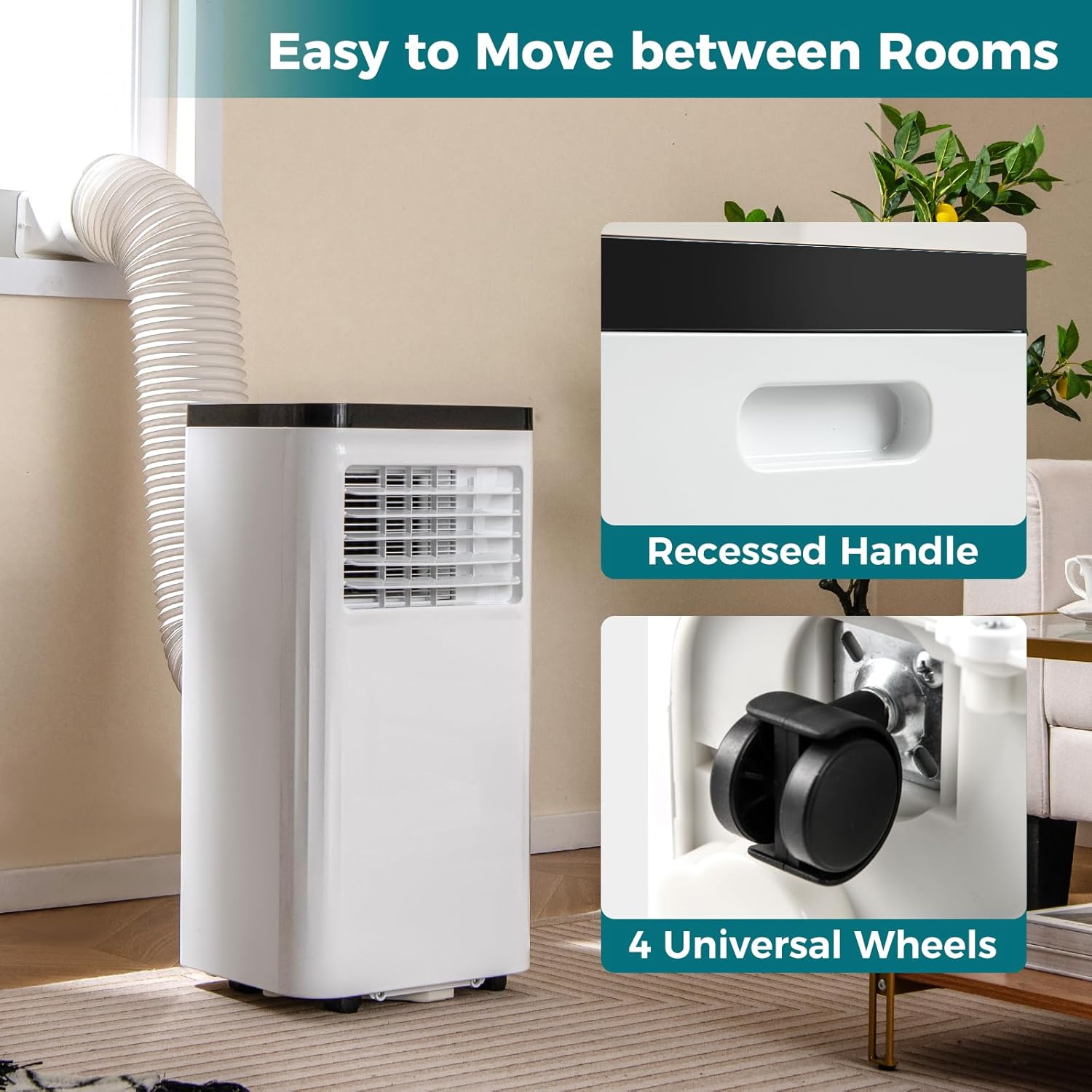 GOFLAME 10000 BTU Portable Air Conditioner, 3-in-1 AC Unit w/Dehumidifier, Cool, Fan, 350 Sq.FT Cooling Area, Air Cooler with Control Panel & Remote Control, Sleep Mode & 24H Timer