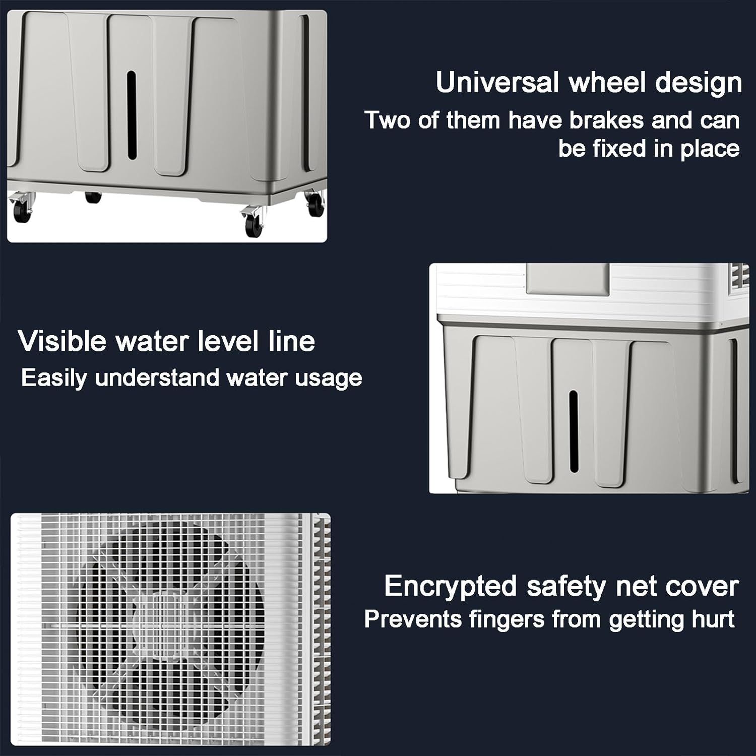 Swamp Cooler, Portable Evaporative Cooler with Remote, Air Conditioner Fan with 17.6 Gal Water Tank, 120° Oscillation, 3 Speeds, 4 Ice Boxes