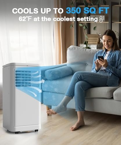 Joy Pebble Portable Air Conditioner, 8000 BTU for Room up to 350 sq. ft, Portable AC with Dehumidifier & Fan, 2 Fan Speeds, 24H Timer, Remote Control, Energy Efficiency