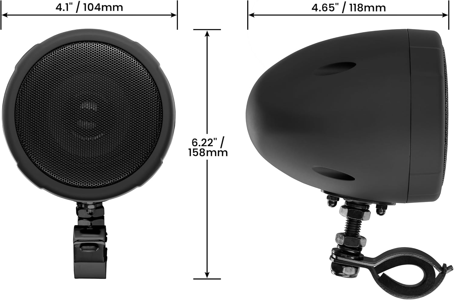 BOSS Audio Systems MCBK425BA 3 Inch Motorcycle Speakers – Built-in Bluetooth Amplifier, Weatherproof, Volume Control, ATV UTV Compatible