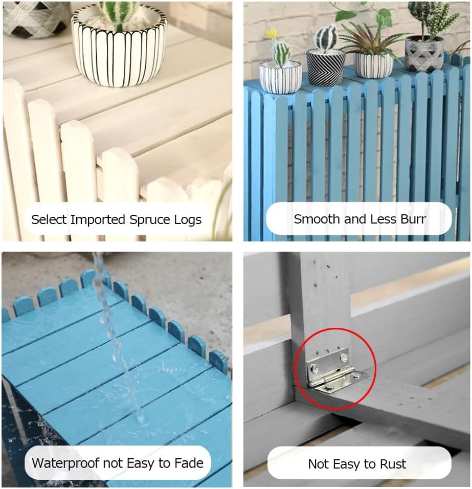 Outdoor Air Conditioner Cover For Outside Units Weatherproof Solid WoAir Conditioner Fence Screen For Outdoor Indoor Hide Privacy Orange blue Grey White (Color : Blue, Size : 105x4