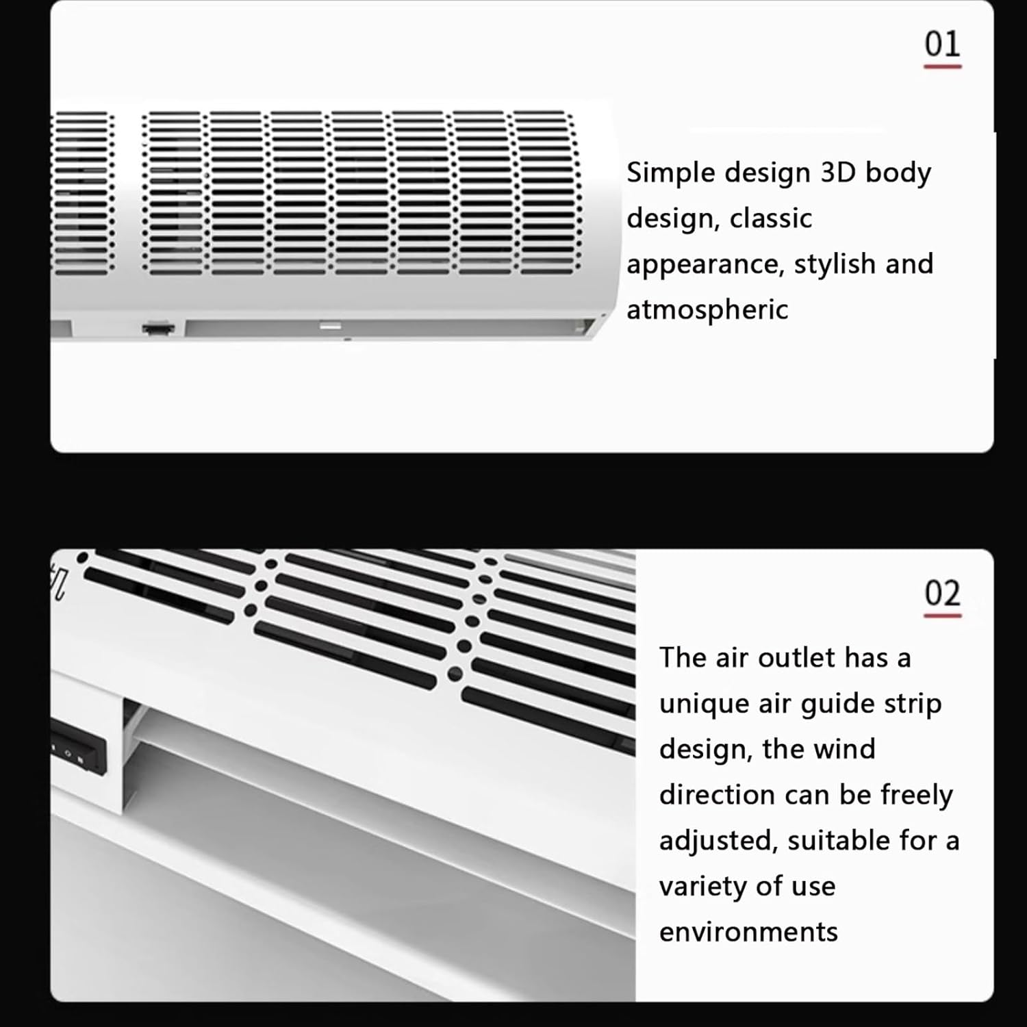 23-inch, 35-inch, 39-inch Black Commercial Silent Air Curtain Machine, Strong Ventilation, Protect The Fresh Air Indoors(100cm(39.3inch))