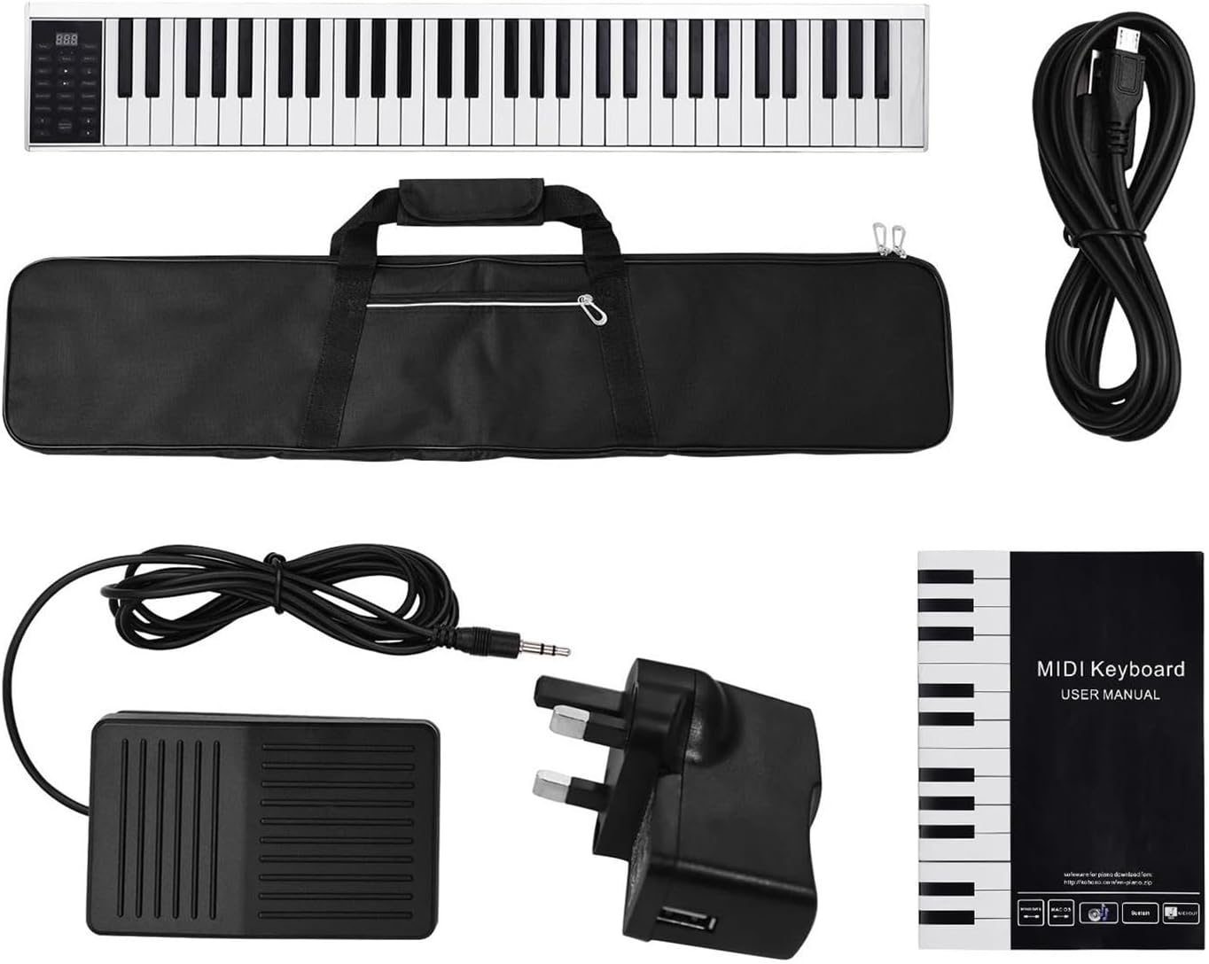 Beginner Electric Digital Piano 61-Key Piano Keyboard Digital Keyboard MIDI Output 128 Tones 128 Rhythms 14 Demo Songs Recording Playback Piano