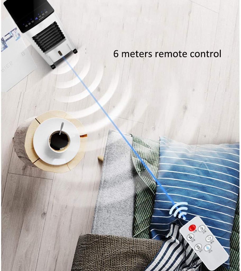 Portable Air Conditioner Fan Living Room Water- Cooled Remote Control Space Air Coolers, office Single Cool Cold Air Fan, Nightstand Portable Bladeless Air Conditioning Unit White