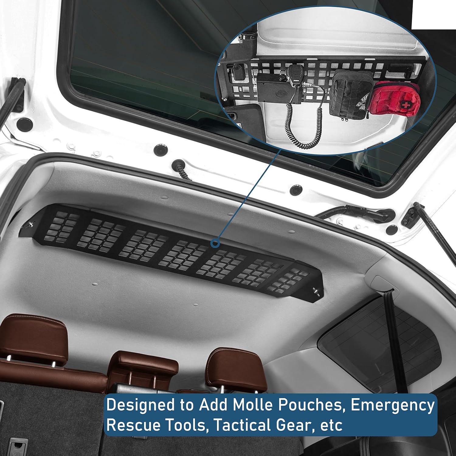 Hooke Road 4Runner Rear Overhead Storage MOLLE Panel Cargo Rack for 2010-2024 Toyota 4Runner 5th Gen, Trunk Cargo Shelf Interior Accessories Steel