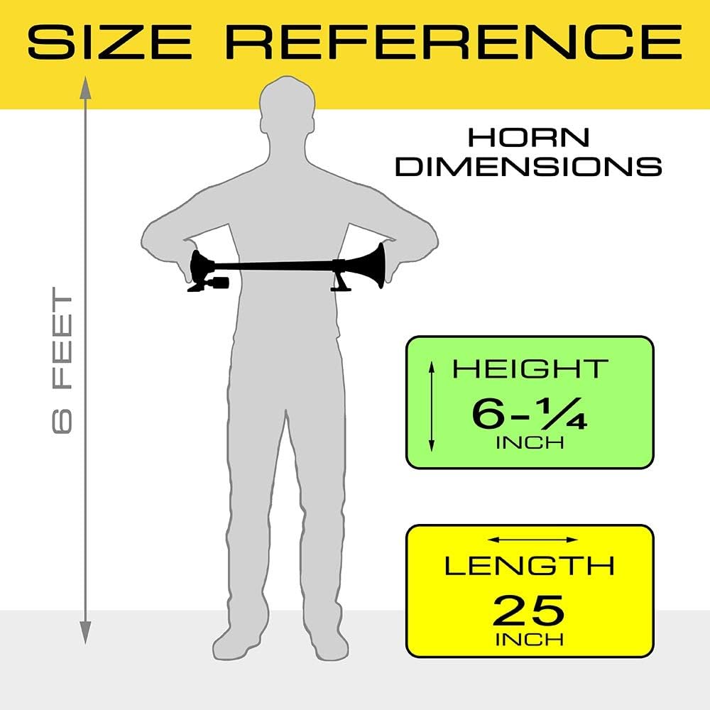 Vixen Horns Train Horn for Truck/Car. Air Horn Chrome Plated Single Trumpet. Super Loud dB. Fits 12v/24v Vehicles like Semi/Pickup/Jeep/RV/SUV VXH1164