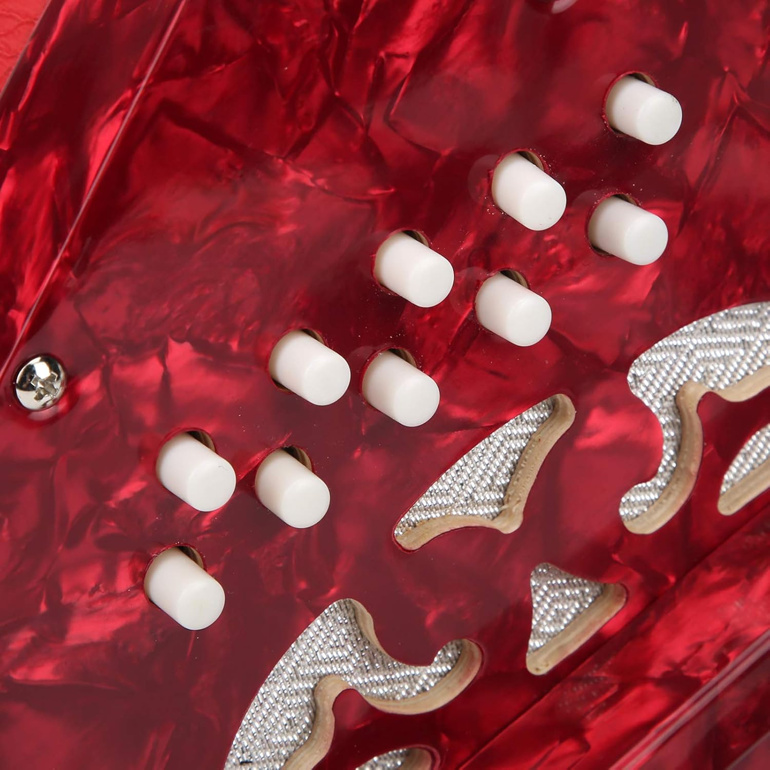 Concertina Accordion Portable Musical Instrument, Red, 17 Key for Adults and Beginners - Adjustable Hand Strap, Solid Wood Craft, Easy to Carry (Red)