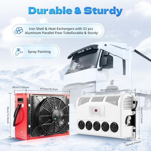 12V RV Air Conditioner kit, Truck Camper Mini Split AC Electric Automotive Universal Van AC Unit for Truck Caravan Bus New Energy Car Cooling (400-600W, BTU:11000/h)