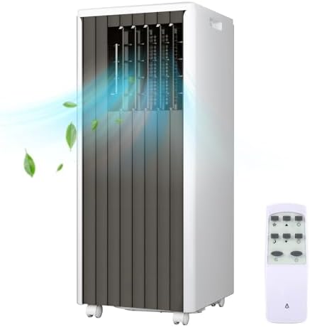 Portable Air Conditioners with Remote Control, 8000 BTU Portable Conditioner for Room, Dorm, Office with 3-IN-1 Quiet AC Unit, 2 Speeds, 24H Timer, Energy Savings, Cools Room up to 350 Sq. Ft Black