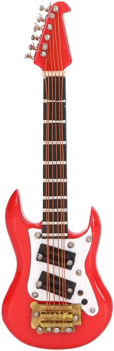 Electric Guitar Fridge Magnet - High Simulation Basswood and Resin Decoration for Refrigerators, Cabinets, and Metal Surfaces (Red)