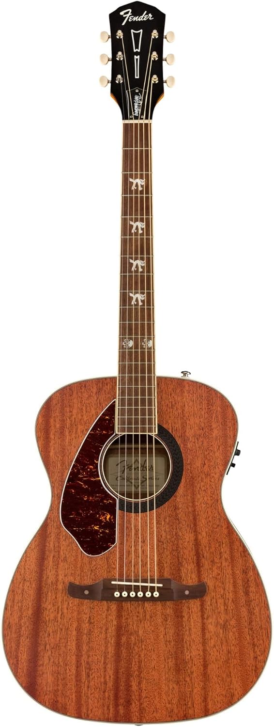 Fender Tim Armstrong Hellcat Concert Acoustic-Electric Guitar - Left-Handed Natural Bundle with Strings, Strap, Picks, and Austin Bazaar Instructional DVD