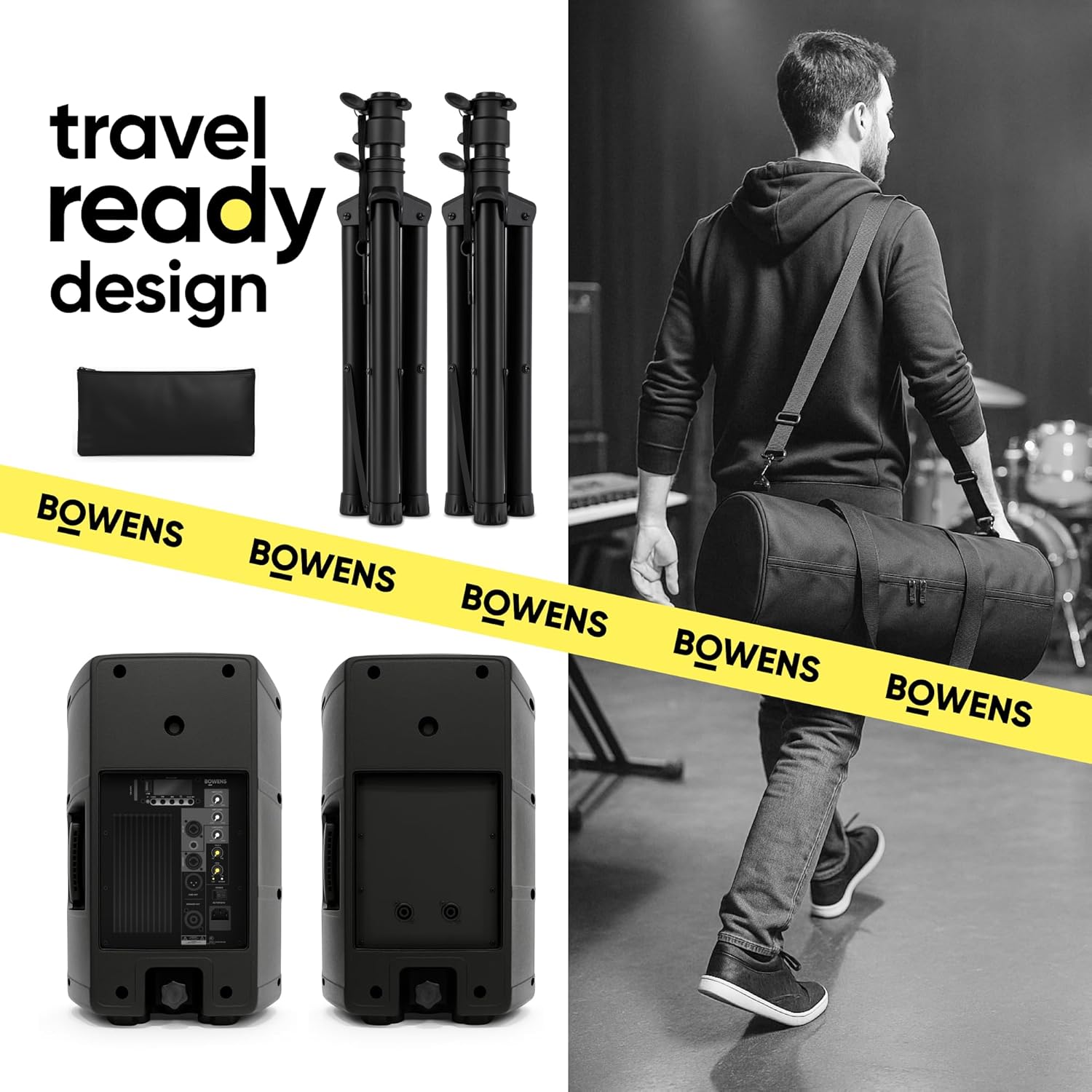 BOWENS 10 Inch 1000W PA System with Microphone – Portable DJ Speakers with Bluetooth, USB/SD, LCD Display & Remote Control – Pro PA Speaker System, 150W RMS Big Speaker for Parties & Events