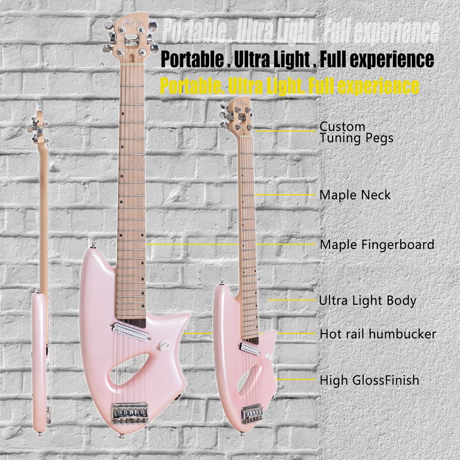 Aliyes Light Electric Guitar For Travel,Full 25 1/2