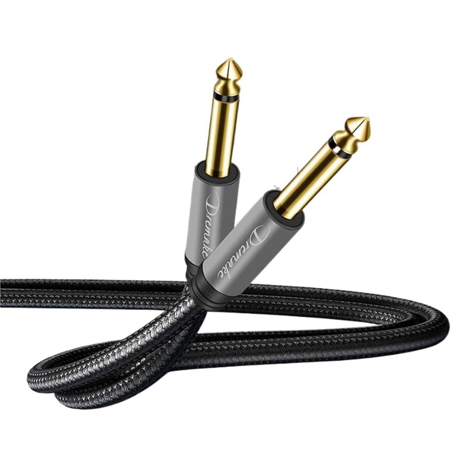 TS 6.35mm to 6.35mm Mono Amp Cord 1/4'' TS Mono 6.35mm Jack Male to Male Audio Cable for Guitar Mixer with Zinc Alloy Housing(3m)