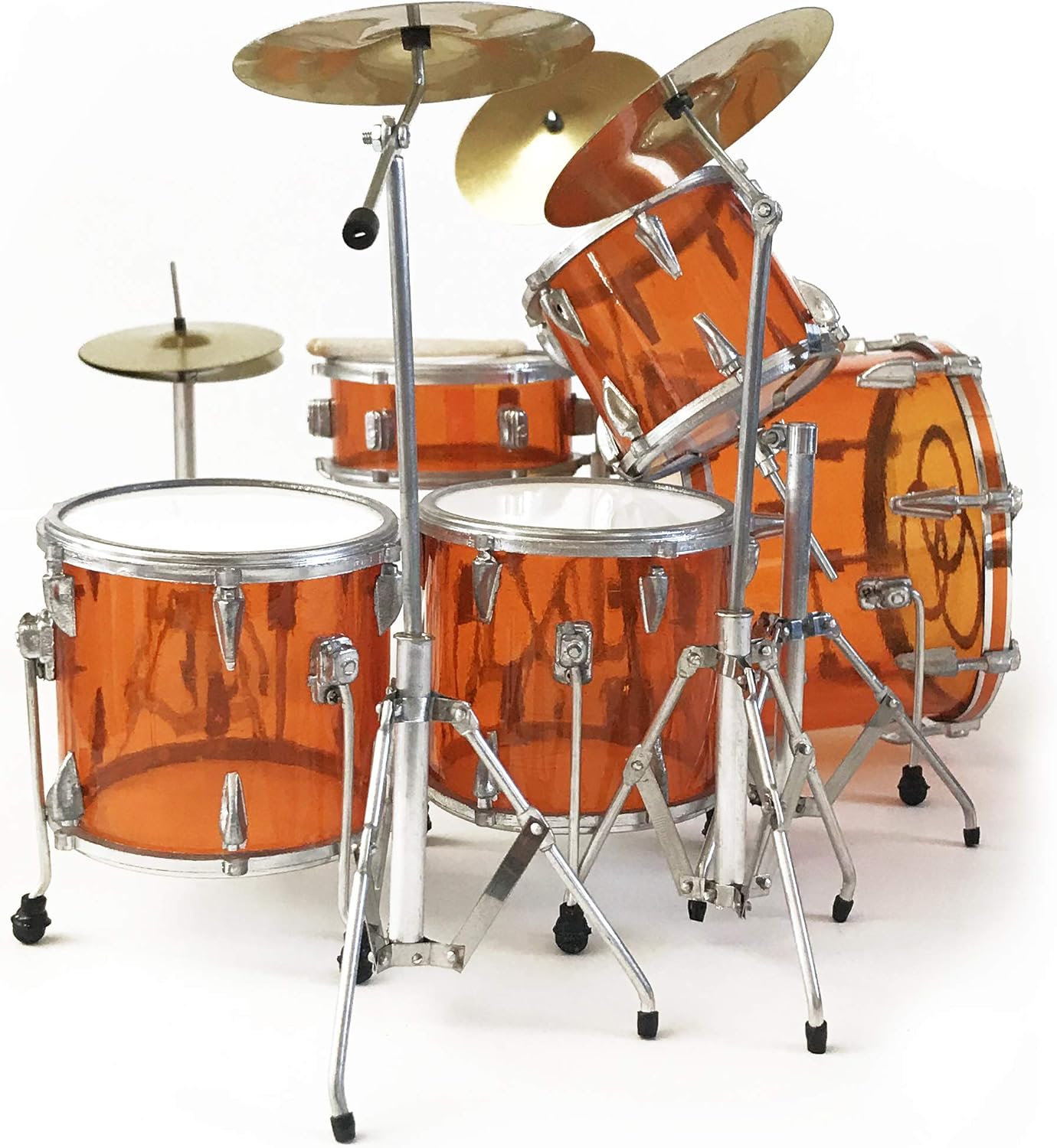 FanMerch Drum Kit Led Zeppelin, John Bonham, Tribute Vistalite Transparent Amber Mini Drum Set Replica Collectible