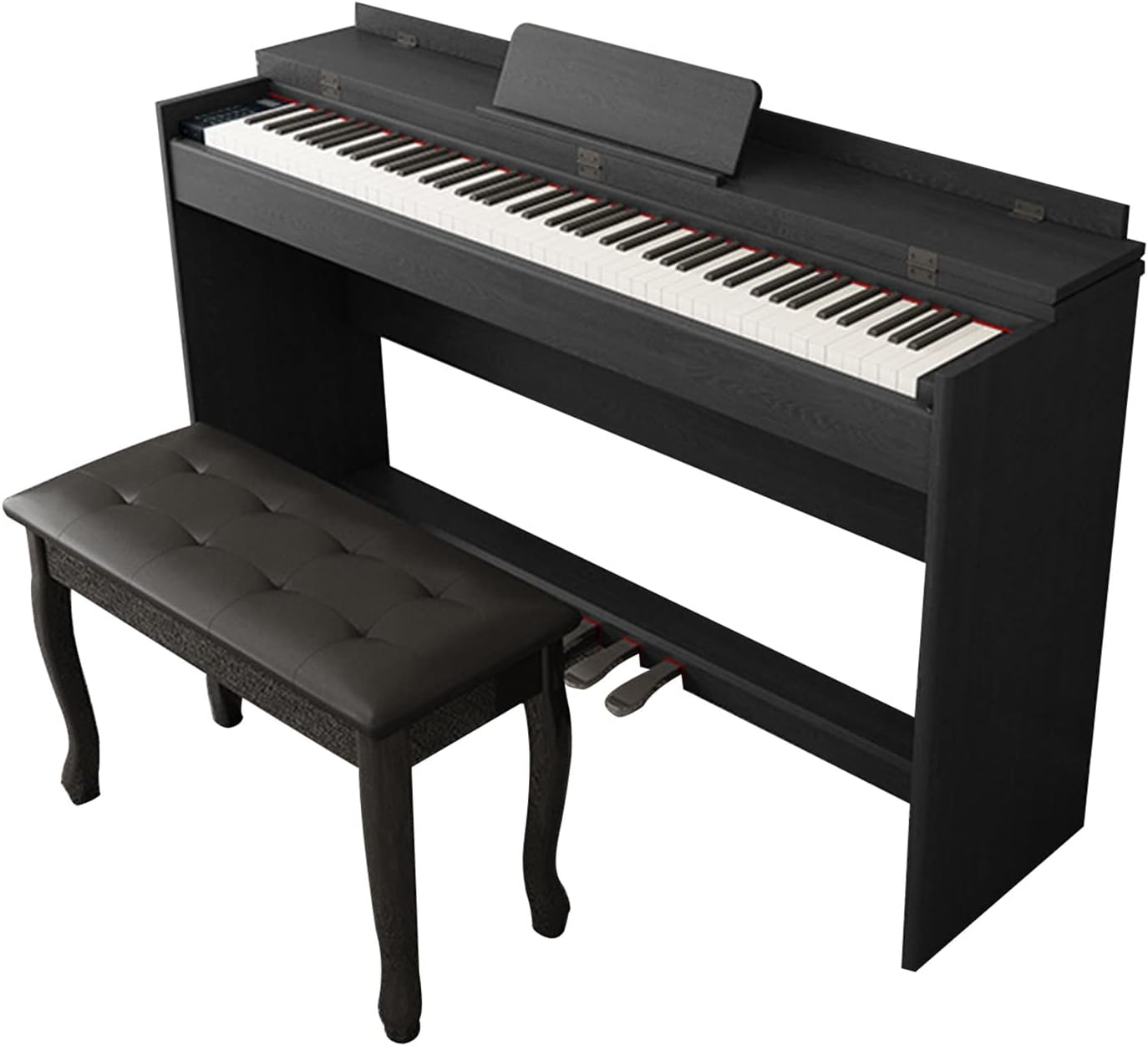 88 Weighted Keys Digital Piano Hammer Action Full Size Piano Keyboard Beginner Electric Piano USB/MIDI Home Digital Piano With Furniture Stand, 3-Pedal, Stool For Beginner & Professional(Black)