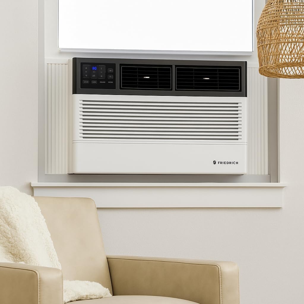 Friedrich 8,000 BTU Smart Window Air Conditioner with WiFi, Quiet & Energy Efficient AC for Rooms up to 350 Sq. Ft. – Bundle with UAX Surge Protector & 1-Year CPS Warranty