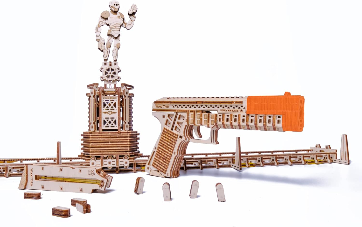 Wood Trick Electric Shooting Target Game 3D Wooden Puzzles for Adults to Build - Target Shooting Games for Adults - Wooden Model Kits for Adults