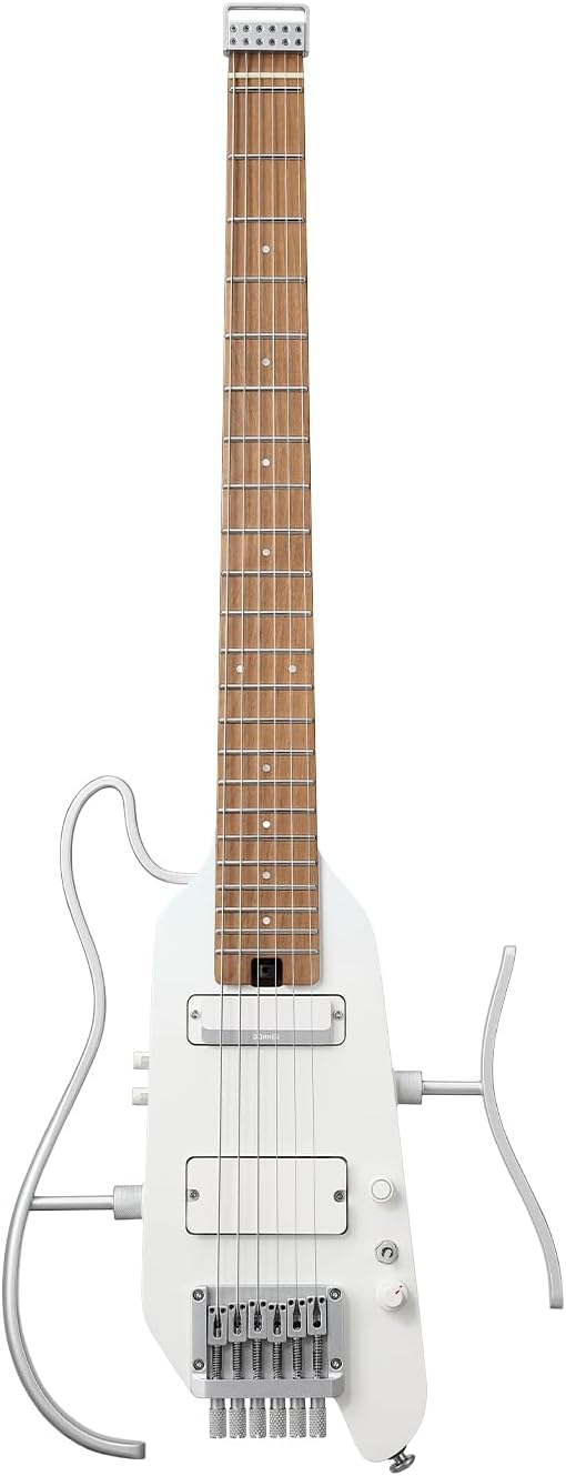 Donner HUSH X PRO Electric Guitar Kit - Smart Travel Guitar with Dozens of Preset Combinations, 7 Tone Sim Options, Metallic White and Mini Electric Amp