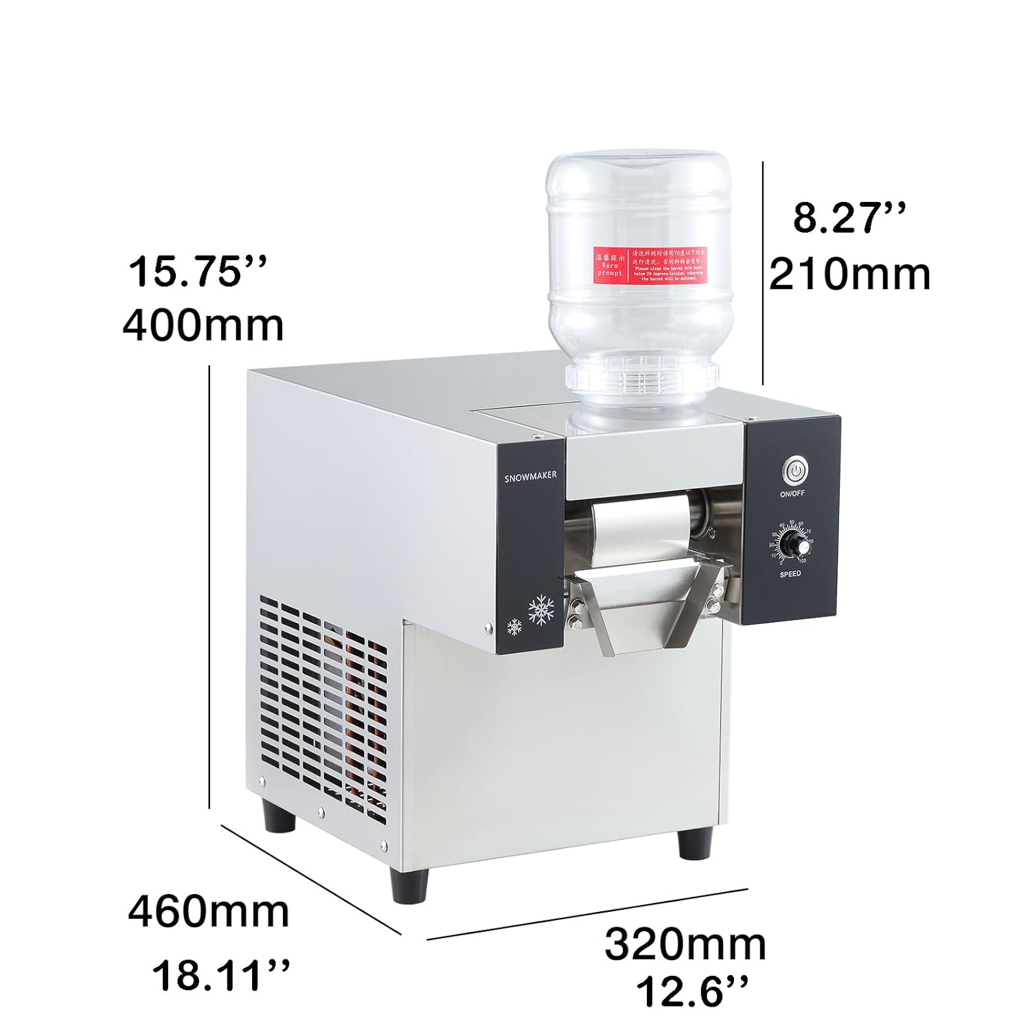 Kolice Commercial Automatic Electric Snowflake Ice Machine, Ice Shaving Machine, Snow Cone Maker 374lbs/day, Air Cooling, Quality Compressor for Food Truck, Restaurant, Milktea Shops, Household, etc