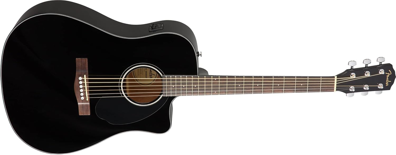 Fender Solid Top Dreadnought Acoustic-Electric Guitar, Walnut Fingerboard - Black, CD-60SCE