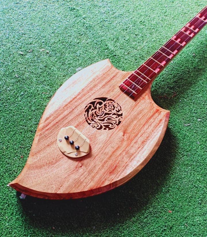 Isarn Acoustic Phin 3 Strings, Isan Thai Lao Guitar Musical Instrument, Traditional Thai Classical Musical Pin102