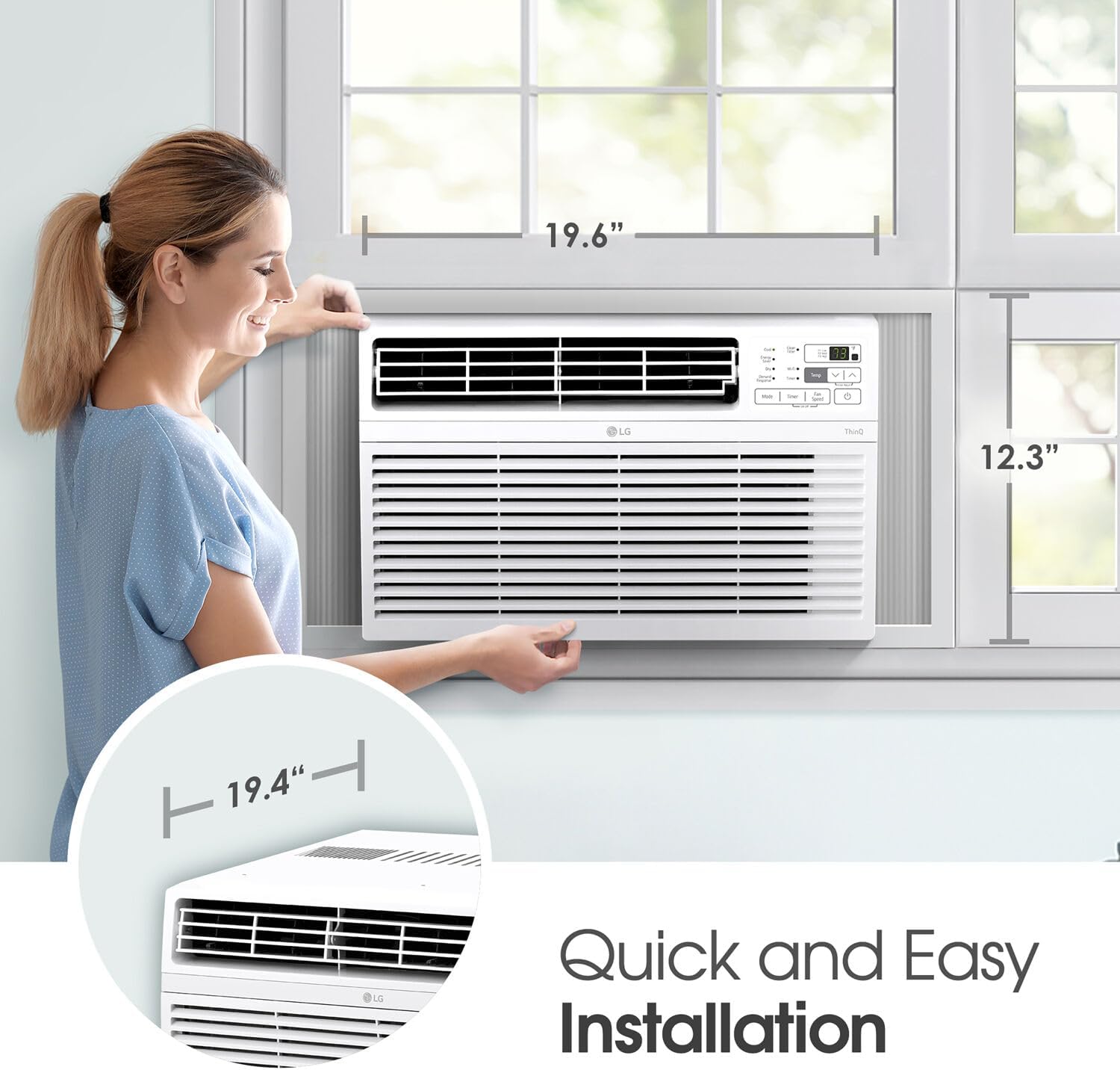 LG 10000 BTU Window Air Conditioners [2023] Remote Control WiFi App Ultra-Quiet Washable Filter Cools 450Sq.Ft for Medium & Large Room AC Unit air conditioner Easy Install White LW1017ERSM1